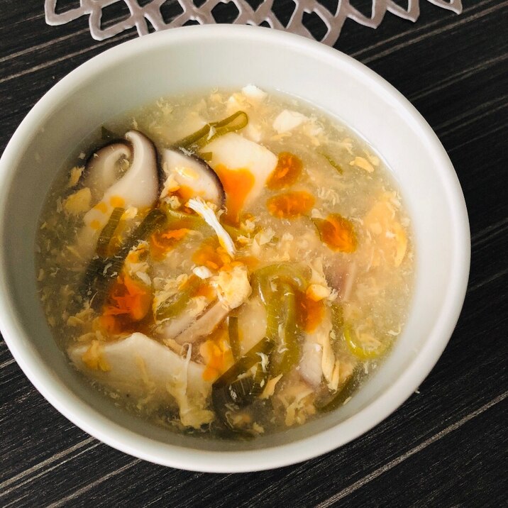 豆腐と干し椎茸の酸辣湯風スープ